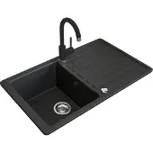 Bergström Gootsteen Zwart 76.5 x 46 cm met zwarte fitting, Model 42107