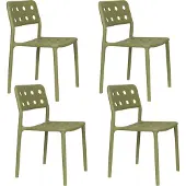 Housecraft living Serra Tuinstoel/ Eetkamerstoel Kunststof Groen - Set van 4