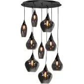 Highlight Hanglamp Cambio zwart 9-lichts smoke glas