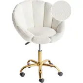 Beliani ANNABELLE - Bureaustoel - Wit - Bouclé