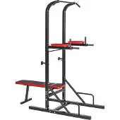 TecTake - krachtstation dipstation met optrekstang en drukbank - 404161