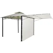 Mendler Pergola -F94, tuinpaviljoen, stalen beweegbare zijwand 2,5x2,5m ~ crème-beige