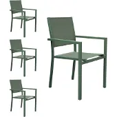 Happy Garden Set van 4 saliegroene aluminium stoelen - saliegroen textilene