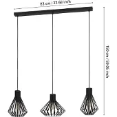 Eglo 390125 Basidano Hanglamp Staal Zwart - 3 x E27