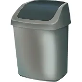 Curver Schommeldekselprullenbak, zilver, 10 liter.