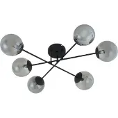 LINDBY Plafondlamp Isamer, dimbaar, zwart, Woon-/ Eetkamer, metaal, Modern, plafondlamp