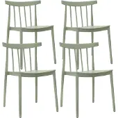 Oviala - Set van 4 salie groene plastic terrasstoelen - Lisboa