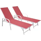 Happy Garden Set van 2 SARDINIA roze textilene ligbedden - witte structuur