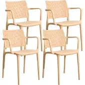 Oviala - Set van 4 lichtgele kunststof terrasstoelen - Riga