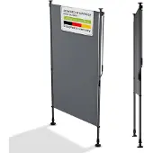 Juskys Verticaal Zonnescherm Barbados – Voorzien Van Klembevestiging Zonder Boren En In Hoogte Verstelbare Elementen En Pu-gecoate Stof – Voor Balkon En Terras – Grijs Aluminium En Staal – 100 x 310