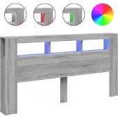 vidaXL Hoofdeinde met LED 200x18,5x103,5 cm bewerkt hout grijs sonoma