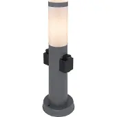 Globo Lighting Boston sokkellamp, met stopcontacten, zwart, Roestvrij staal, Modern, buitenlamp
