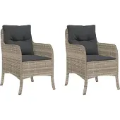 vidaXL Tuinstoelen 2 st met kussens poly rattan lichtgrijs