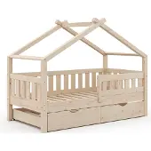 VitaliSpa Design Huisbed – 80x160 cm met logeerbed Natuurlijk hout