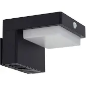 LINDBY LED wandlamp Eleazar op zonne-energie, zwart, sensor, dimbaar, zwart, Aluminium, Modern, solar buitenlamp