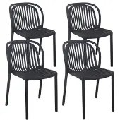 Oviala - Set van 4 zwarte kunststof terrasstoelen - Copenhague