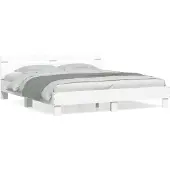 vidaXL Bedframe met hoofdeinde bewerkt hout wit 200x200 cm