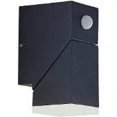 LINDBY LED-wandlamp buiten met bewegingssensor Sally, zwart, Aluminium, Modern, LED wandlamp buiten