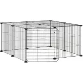 vidaXL Huisdierenkooi met deur 12 panelen 70x70x35 cm staal zwart
