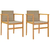 vidaXL Tuinstoelen 2 st met kussens poly rattan en massief hout beige