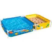 Bestway My First Frame Pool met zandbak, 213 x 122 x 30,5 cm, kleurrijk onderwaterdesign, rechthoekig