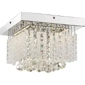 Globo Lighting Vierkante plafondlamp chroom kristalhangers Mathilda