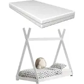 En.casa Juniorbed Tipi eenpersoonsbed incl. matras 80x160 - wit