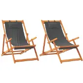 vidaXL Strandstoelen 2 st inklapbaar stof grijs