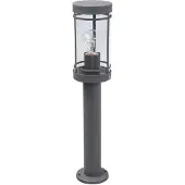 LINDBY sokkellamp Djori, 50 cm, antraciet, roestvrij staal, E27 Djori, alu / grijs / zink, Roestvrij staal, Modern, buitenlamp