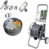 Bradas Metalen haspel set White Silver Plus – 50 meter – 1/2" tuinslang – inclusief accessoires