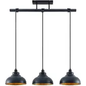 LINDBY Hanglamp Emna, dimbaar, zwart, Woon-/ Eetkamer, metaal, Vintage, hanglamp