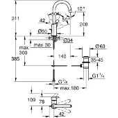 GROHE Eurosmart waterbesparende wastafelkraan l-size met trekwaste chroom 23537003