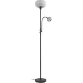 LINDBY Vloerlamp Aliette, zwart, Woon-/ Eetkamer, metaal, Modern, vloerlamp