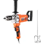 Vevor Elektrische boormachine 15,89 mm 1200 W met mixer Boormixerset 750 tpm 3,2 A Mengboormachine met D-handgreep voor boren en mengen Handbetonmixer voor cementtoevoer