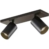 Arcchio spot Brinja, zwart, hoekig, Ø 6 cm, 2-polig, GU10 dimbaar, zwart, Hal, Aluminium, Modern, buitenspot