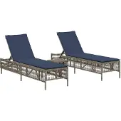 vidaXL Ligstoelen 2 stuks met tafel Grijs Poly Rotan