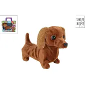 Take Me Home pluche loophond teckel 19cm speelgoed hond bruin.