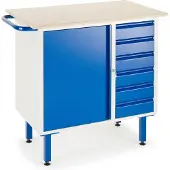 ROLLCART Werkbank met kast, 6 schuifladen en verstelbare poten