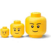 LEGO - Opbergbox Hoofd Boy Set van 3 Stuks WebOnly Verpakking - Kunststof - Geel