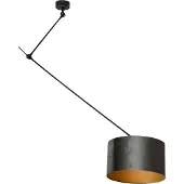 QAZQA Hanglamp zwart met groene velvet kap 35cm - Blitz