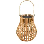 LINDBY LED terraslamp Amaria, bamboe, Ø 18 cm dimbaar, hout licht, Bamboe, Landelijk