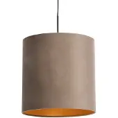 QAZQA Hanglamp met velours kap taupe met goud 40 cm - Combi