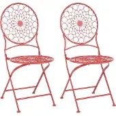 Beliani SCARIO - Tuinstoelen set van 2 - Rood - IJzer