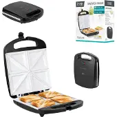 Uni-T Teesa Sandwichmaker, 1500W, zwart, met antiaanbaklaag, voor 4 driehoekige sandwiches