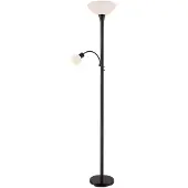 LINDBY vloerlamp Elaina, leeslampje, roestkleurig, 180 cm, E27 Elaina, bruin / roest, Woon-/ Eetkamer, metaal, Modern, vloerlamp