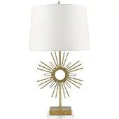 Gilded Nola Elstead Sun King tafellamp, E27, gebeitst goud, crème
