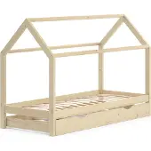 VitaliSpa Wiki Huisbed – 90x200 cm met logeerbed Natuurlijk hout