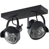 LINDBY Koplamp-plafondspot Henega, zwart, met 2 lampjes dimbaar, zwart, Woon-/ Eetkamer, metaal, Industrieel design, buitenspot