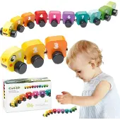 Cubika Wooden Coloured Worm 10 Pieces Veelkleurig
