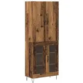 vidaXL Highboard 2 st Oudhout 69,5 x 34 x 180 cm Bewerkt hout